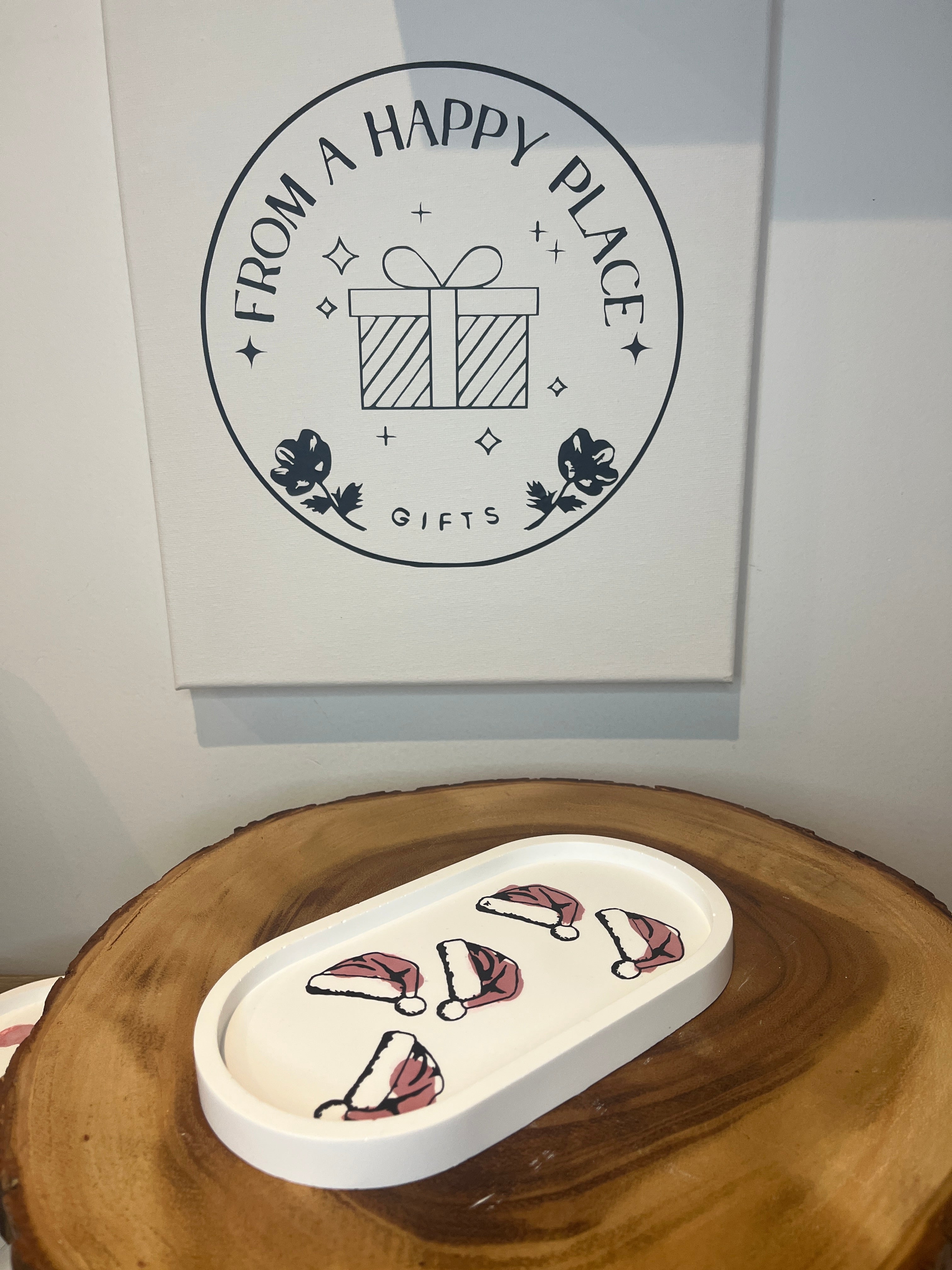 Rustic Santa hat tray