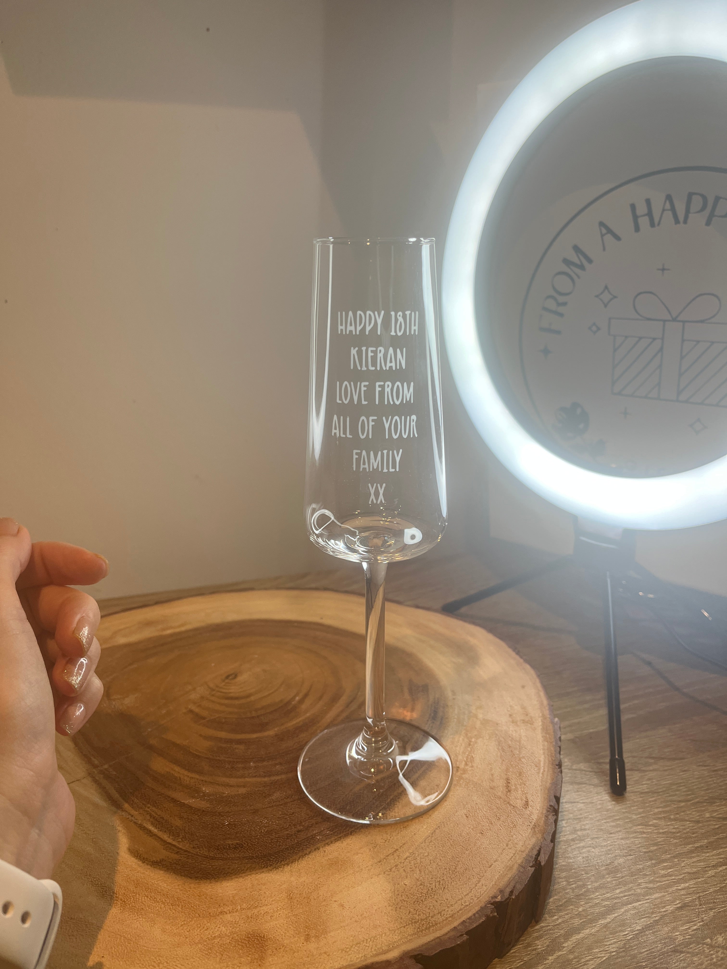 Personalised champagne glass