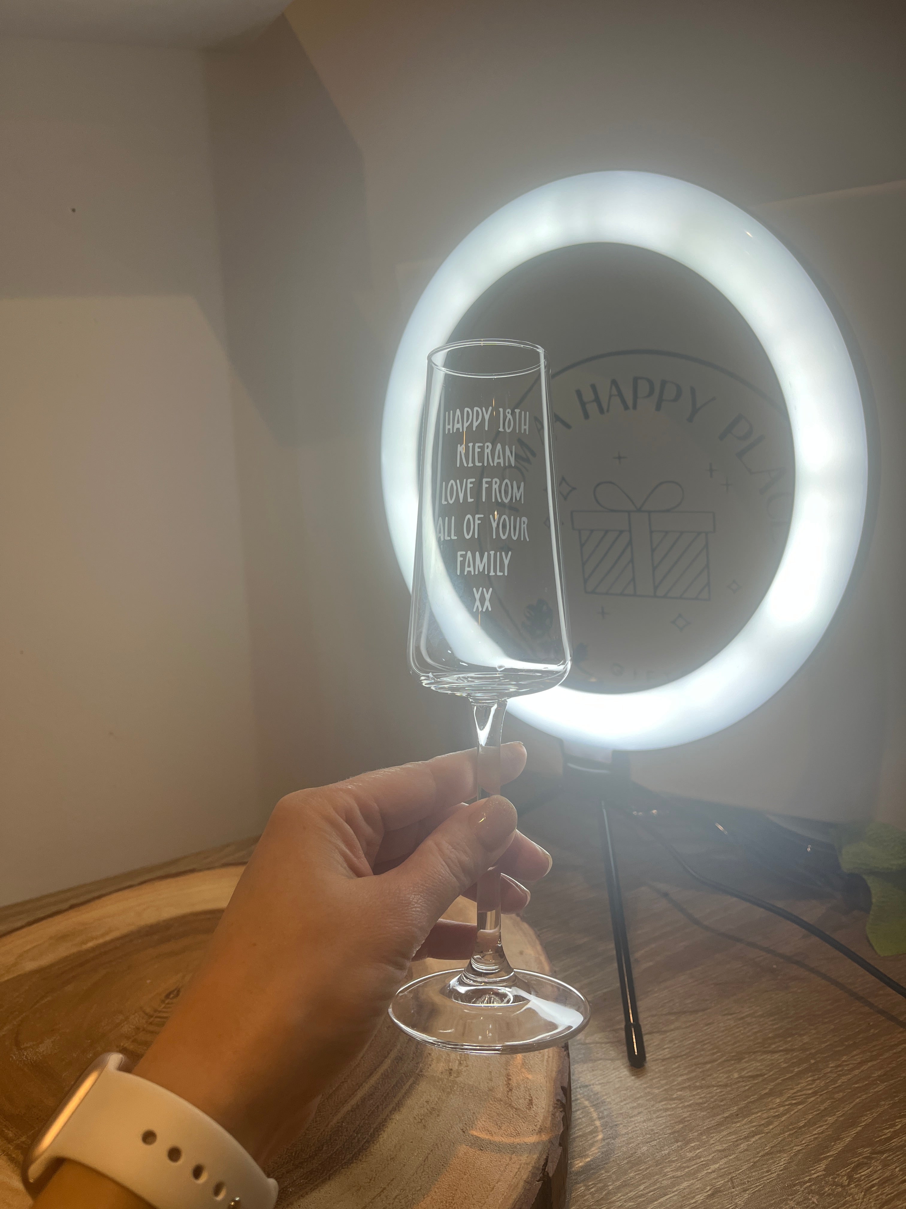 Personalised champagne glass