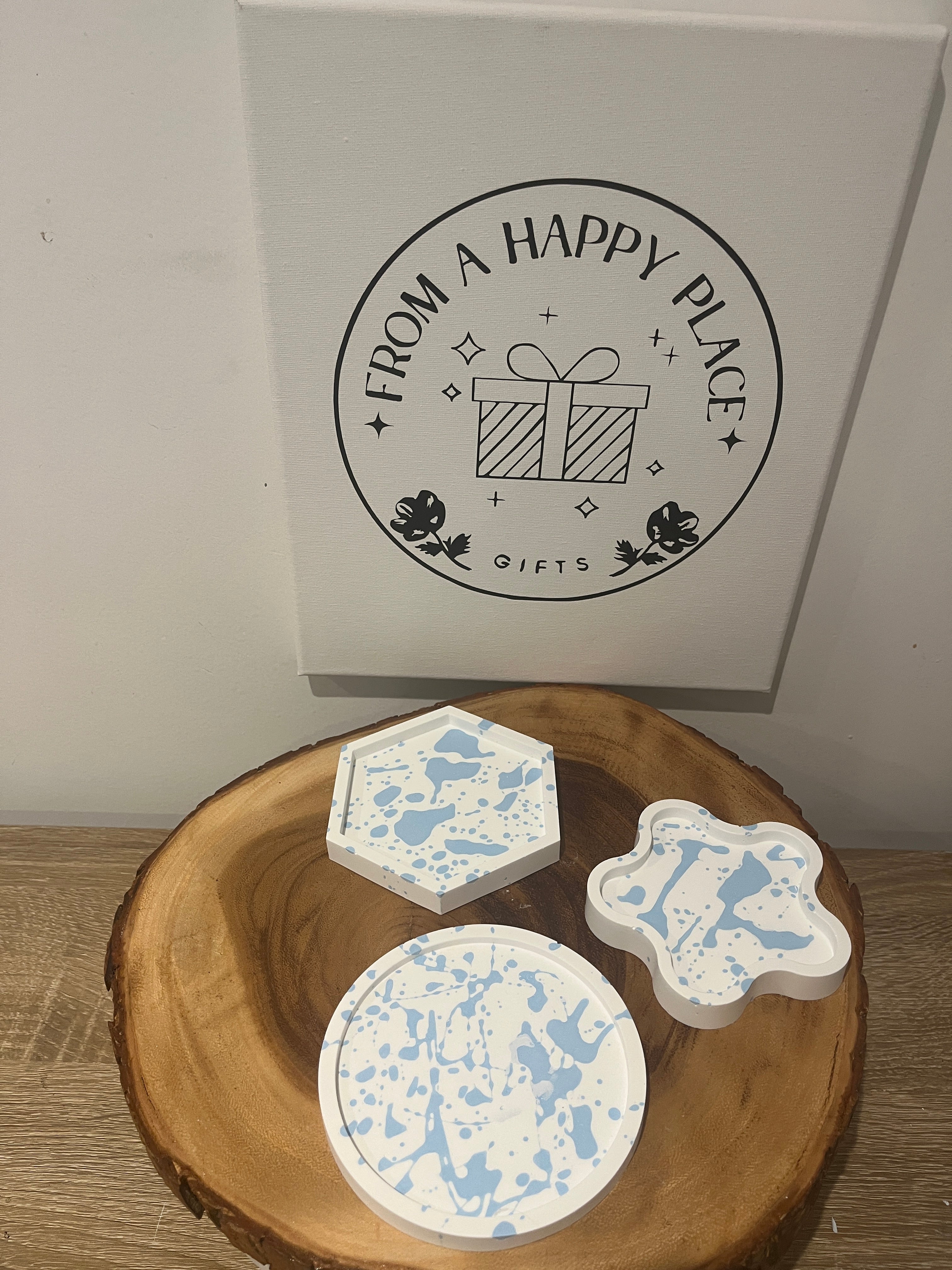 Pastel blue splatter coaster