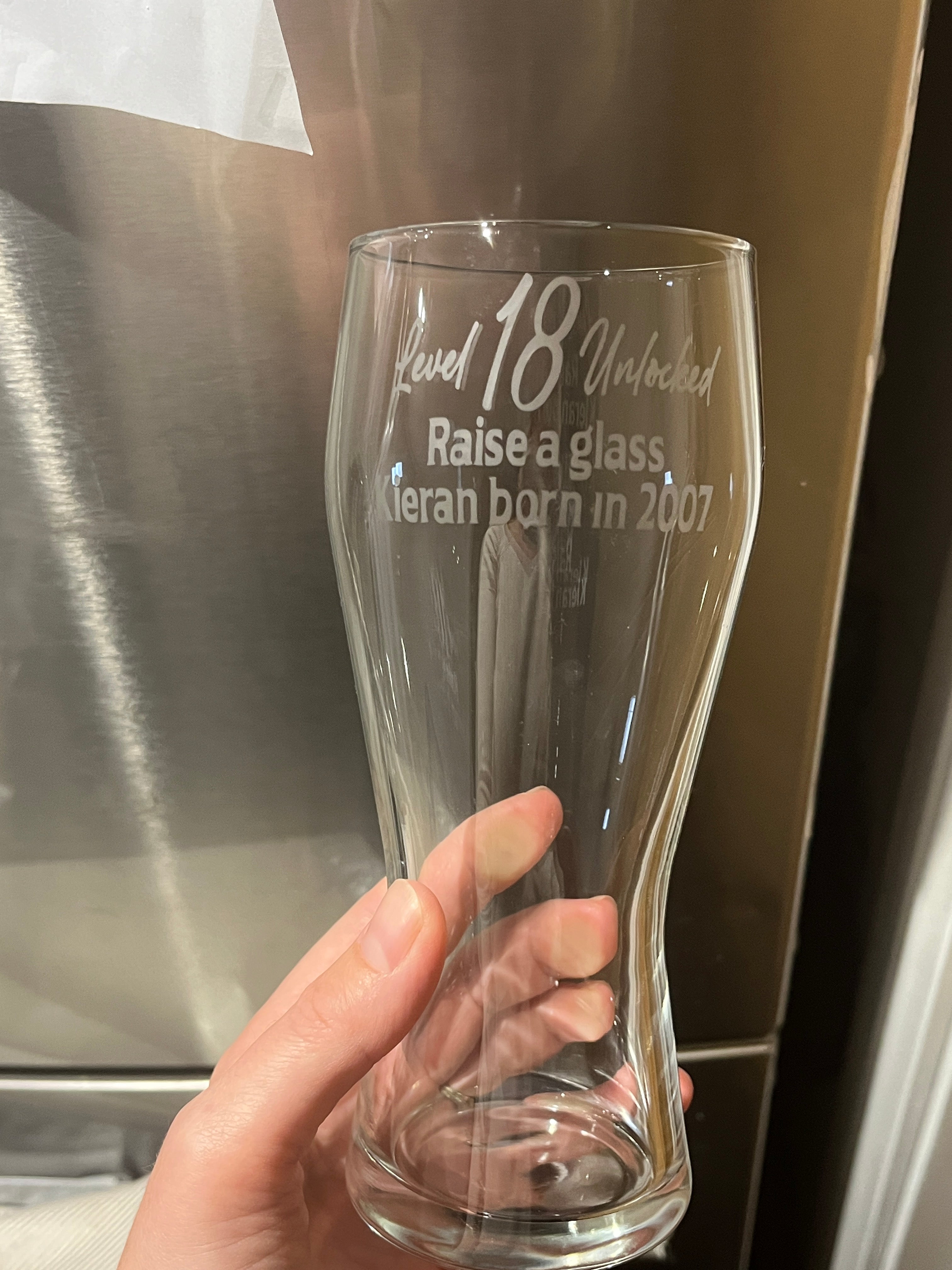 Etched custom pint glass