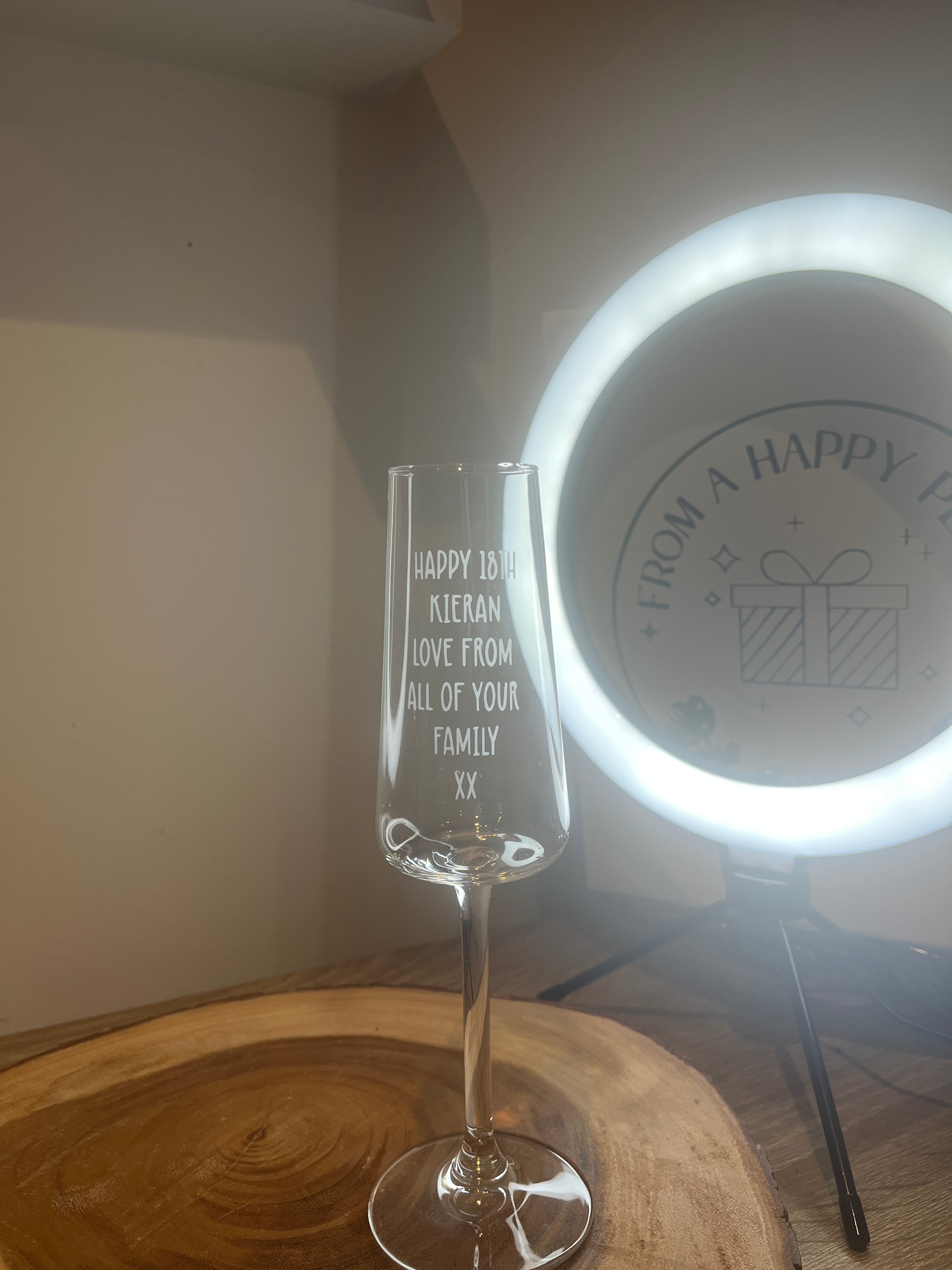 Personalised champagne glass