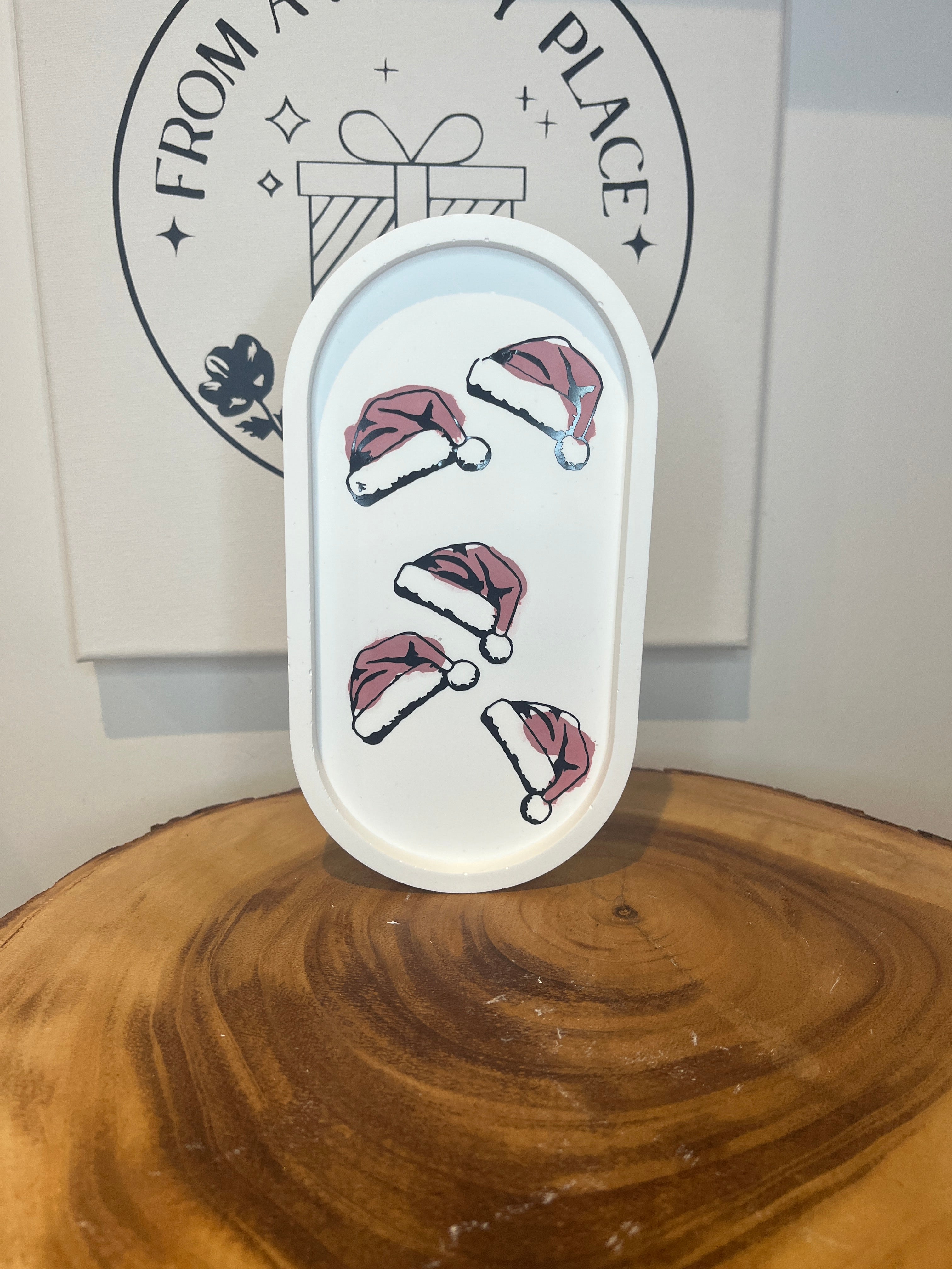 Rustic Santa hat tray