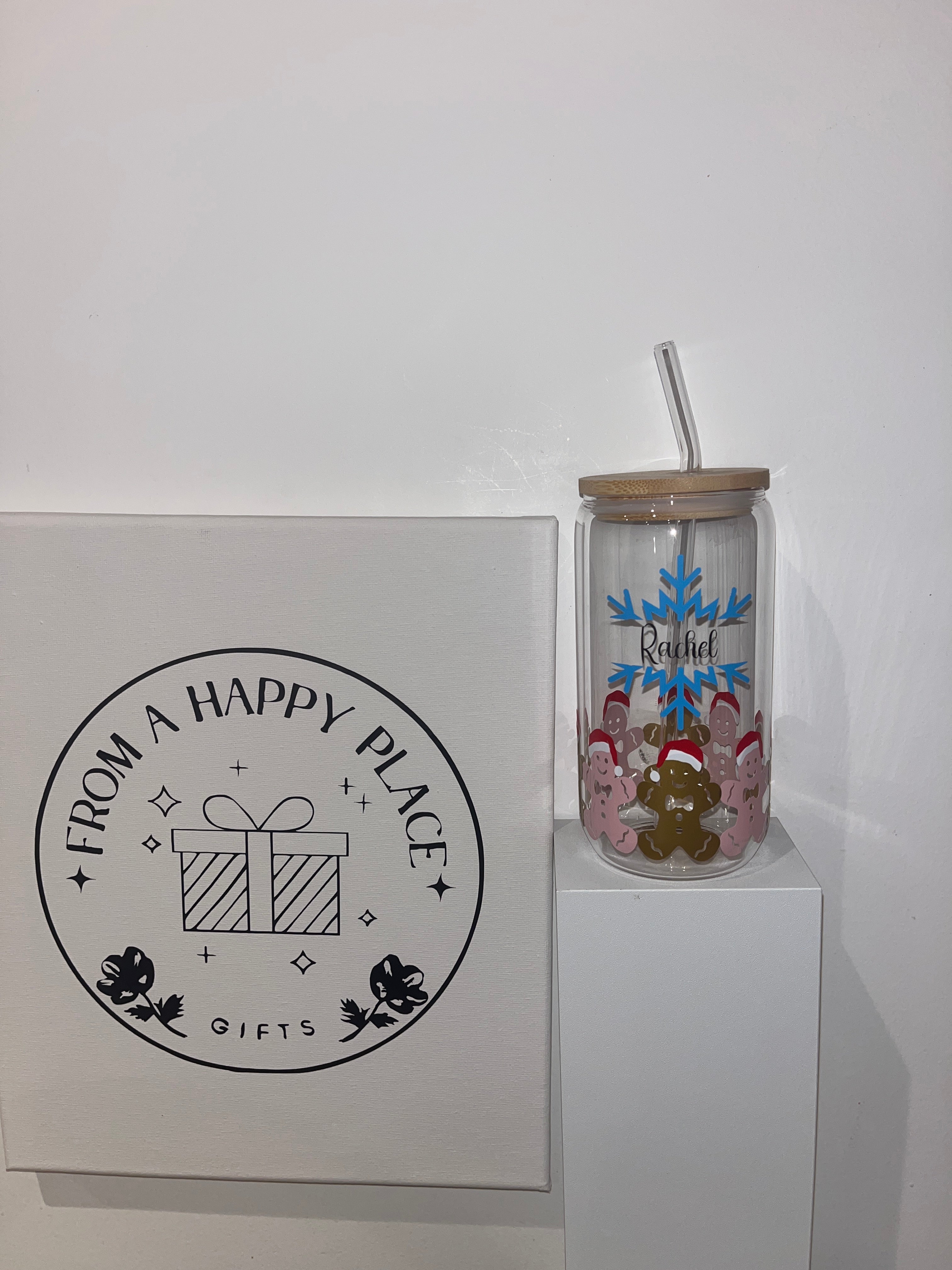 Personalised Christmas gingerbread man cup with lid